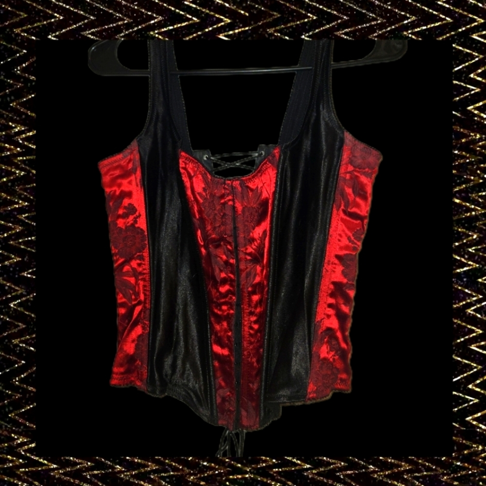 Victoria's Secret Over Bust Red and Black Corset VINTAGE size large